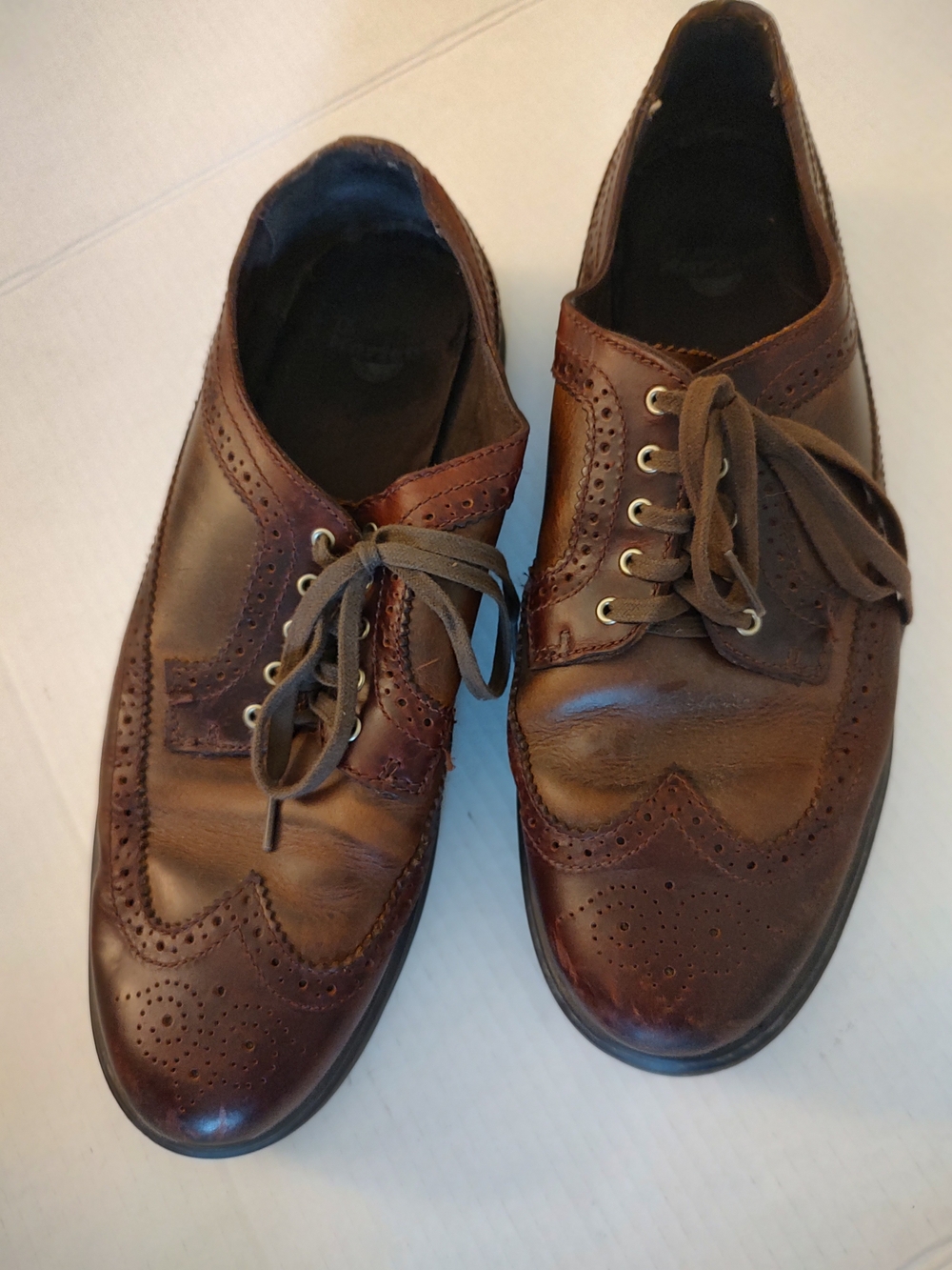 Vintage Dr. Martens 3989 Made in England Brown Leather Wingtip Brogues UK 8